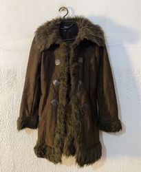 Bianca Brown Faux Fur Trimmed Coat