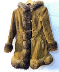 Brown Suede Fur Trimmed Coat