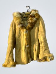 Tan jacket with fur trim
