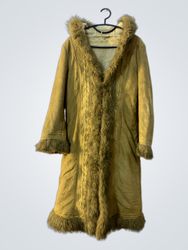 Brown Faux Fur Trimmed Long Coat
