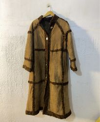 Brown Suede Coat with Fur Trim