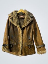 BYLOLA Brown Faux Fur Lined Jacket