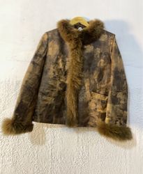Brown Faux Fur Trimmed Jacket