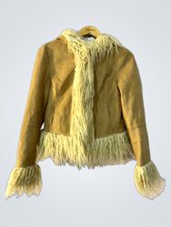 Urban Outfitters Suede Fur Trim Jacket