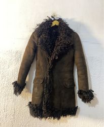 Brown Suede Shearling Coat