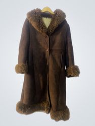 Brown Suede Shearling Coat