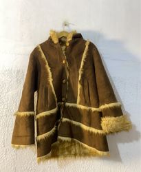 Brown Suede and Fur Trimmed Coat
