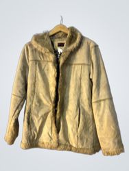 JINXIANG Faux Fur Lined Suede Jacket