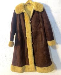Brown Suede Shearling Lined Coat