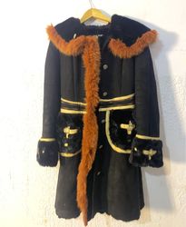 Black Coat with Fur Trim