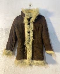 Brown Suede Shearling Coat