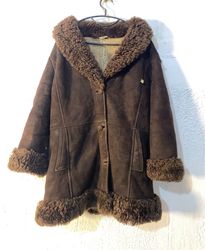 Brown Suede Shearling Coat