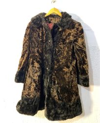 Brown and Black Faux Fur Coat