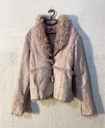 Pink Faux Fur Trimmed Jacket