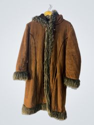 Brown Faux Fur Trimmed Hooded Coat