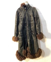 Shearling Coat with Fur Trim