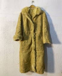 Yellow Suede Shearling Coat