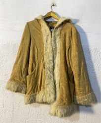 Brown Faux Fur Trimmed Hooded Jacket