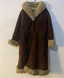 Brown Suede Sheepskin Lined Coat