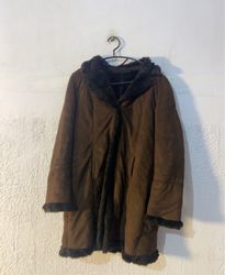Brown faux fur lined coat