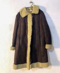 Brown faux fur lined coat