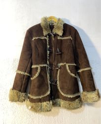 Brown Suede and Fur Trimmed Duffle Coat