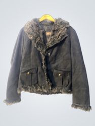 SOFFTY COLLECTION Black Faux Fur Trimmed Jacket