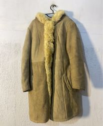 Tan Suede Coat with Fur Trim