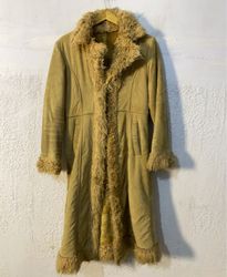Tan Faux Fur Trimmed Long Coat