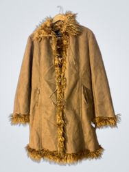 Brown Faux Fur Trimmed Coat