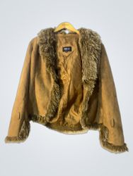 SOFTY COLLECTION Brown Faux Fur Trimmed Jacket