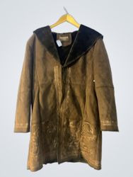 TORRENTE Couture Brown Embroidered Hooded Coat