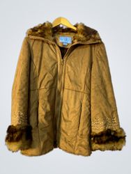 Nine West Faux Suede Fur Trim Jacket