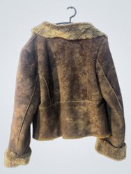 Brown faux fur trimmed jacket