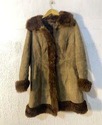 Brown Suede Shearling Coat