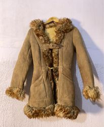 Brown Suede Coat with Fur Trim