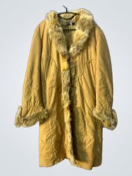 Yellow Fur Trimmed Coat