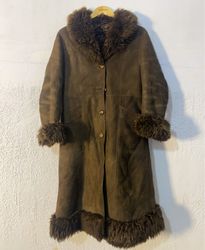 Brown Suede Fur Trimmed Coat