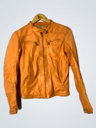 B.FOR Orange Leather Jacket