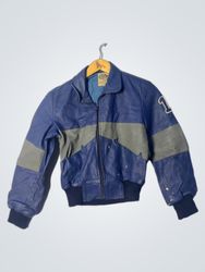 Ken Claude Paris Blue and Grey Leather Jacket with..