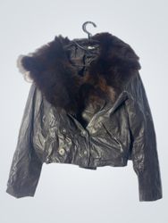 Maso Leather Jacket with Fur Collar