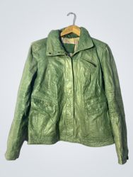 MILESTONE Woman Green Leather Jacket