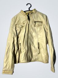 Beige Faux Leather Jacket