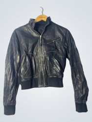 Black Leather Bomber Jacket