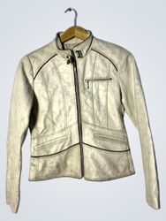 Cream Leather Jacket