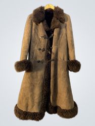 Brown Suede and Fur Trimmed Coat