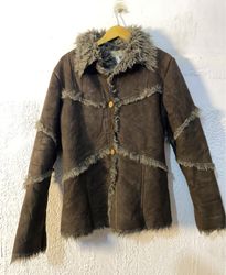 Brown Suede Jacket with Fur Trim