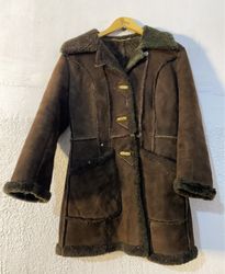 Brown Suede Shearling Coat