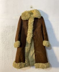 Brown Suede Shearling Lined Coat