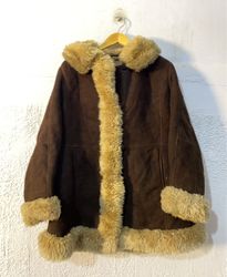 Brown Suede Shearling Coat